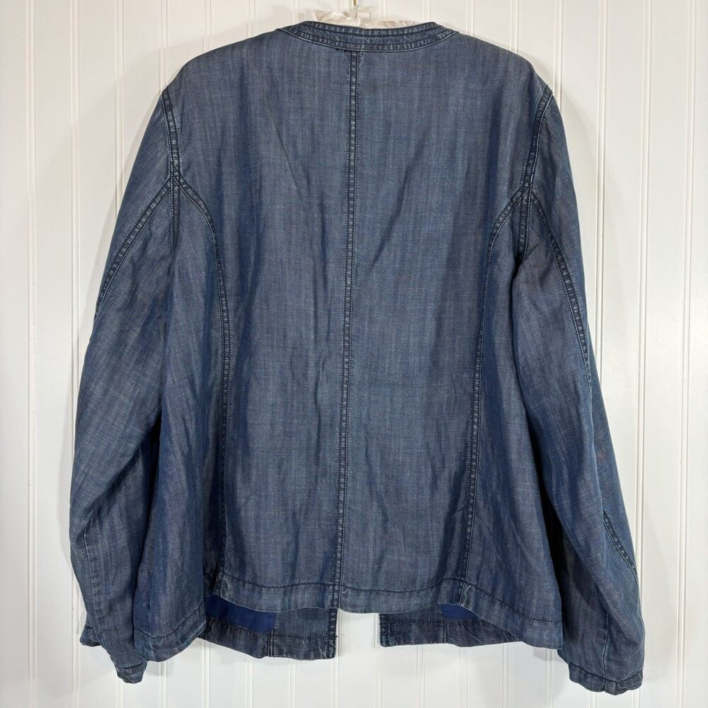 Coldwater Creek Women Chambray Denim Jacket Size 20-22 Spring Military Chic Blue - Picture 2 of 13